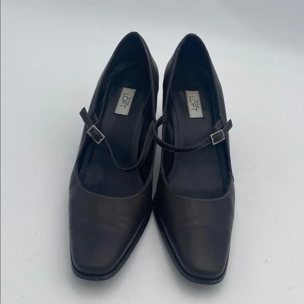 LOFT Women's Dark Brown Heels Mary Jane women shoe 9M leather casual office Y2K